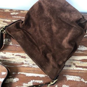 Coach large brown suede hobo bag